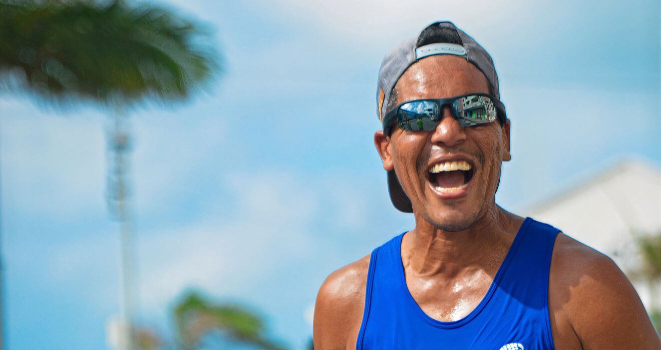 runner wearing vocalskull sports bone conduction sunglasses