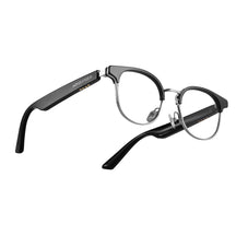 Smart Bluetooth Audio Eyeglasses, Blocking Frame Blue Noise Glasses Silver Browline Open-Ear Headset Light Lenses, With Unisex Canceling Microphones